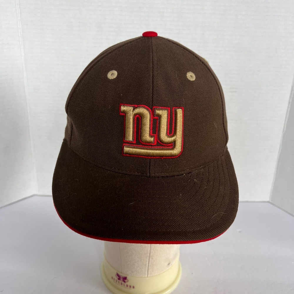 Reebok NFL New York Giants Fitted Hat Brown Red Gold Size 7 Cap